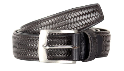 THE CLOWNFISH Men's Genuine Leather Belt with Textured/Embossed Design-Coal Black-1 (Size-36 inches)