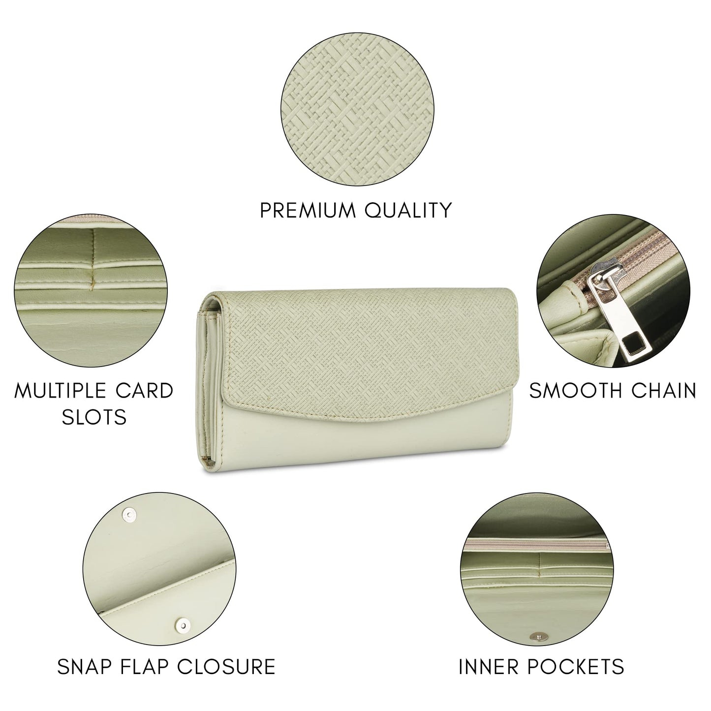 THE CLOWNFISH Remy Collection Womens Wallet Clutch Ladies Purse with Multiple Card Slots (Pista Green)