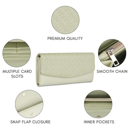 THE CLOWNFISH Remy Collection Womens Wallet Clutch Ladies Purse with Multiple Card Slots (Pista Green)