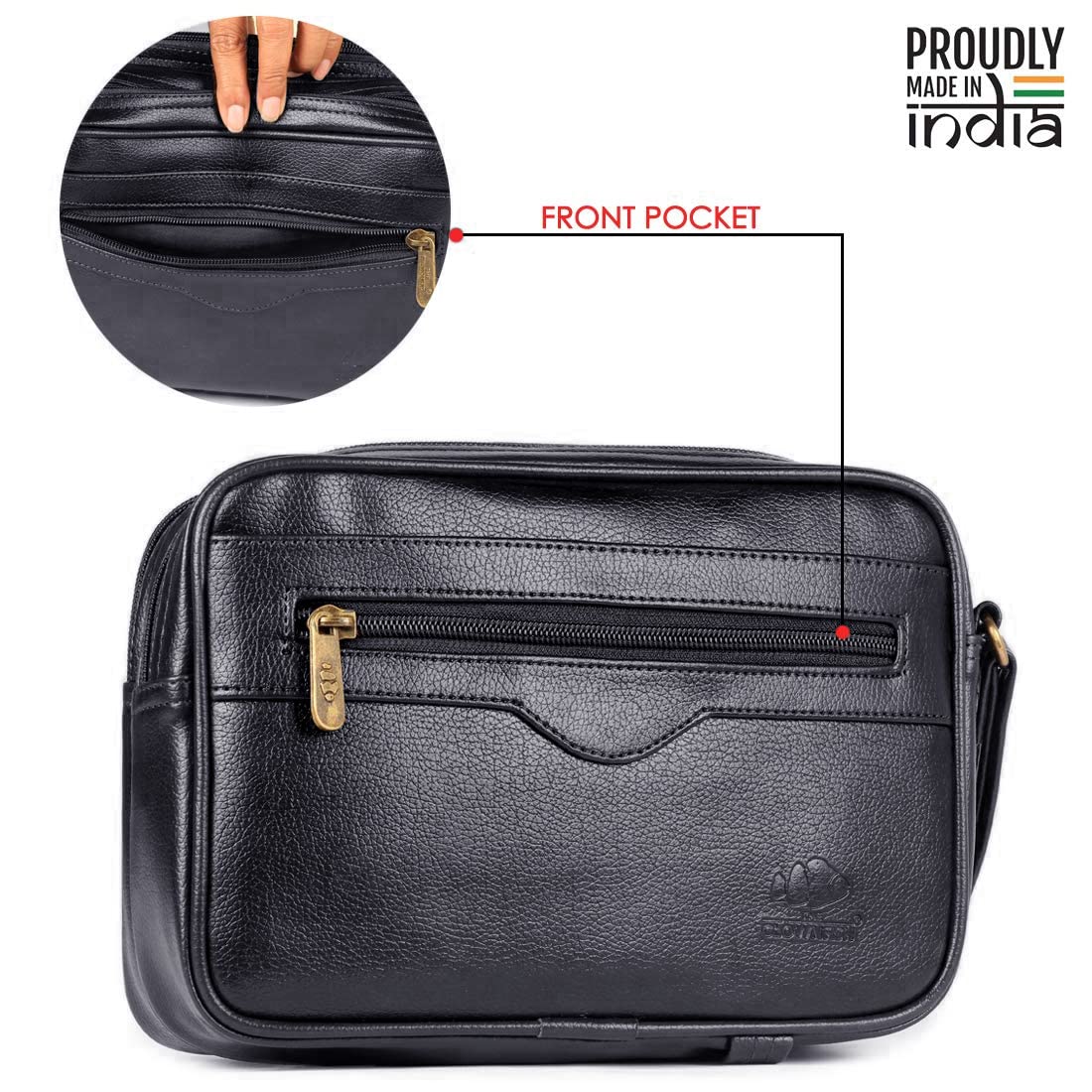 THE CLOWNFISH Men Multipurpose Travel Pouch Money Cash Pouch Wrist Handbag Coin Bag (Black)