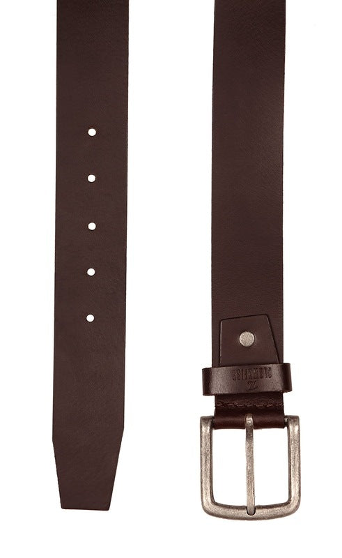 THE CLOWNFISH Men's Genuine Leather Belt with Textured/Embossed Design- Umber Brown (Size-36 inches)