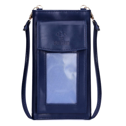 THE CLOWNFISH Winslet Ladies Wallet Womens Sling Bag with Transparent Front Mobile Pocket (Navy Blue)