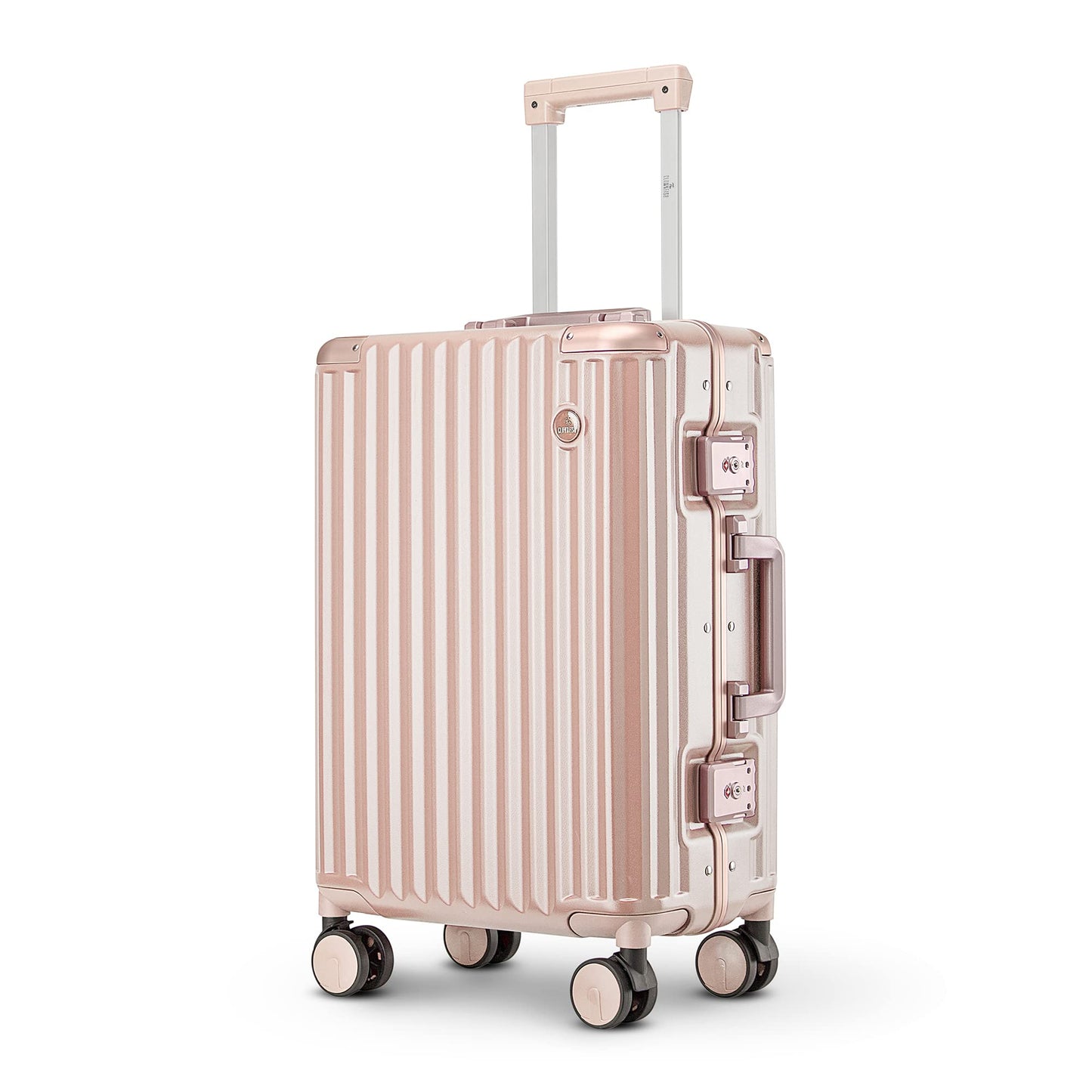 THE CLOWNFISH Stark Series Luggage Polycarbonate Hard Case Suitcase Eight Wheel Trolley Bag with Double TSA Locks- Blush Pink (Small Size, 57 cm-22 inch)