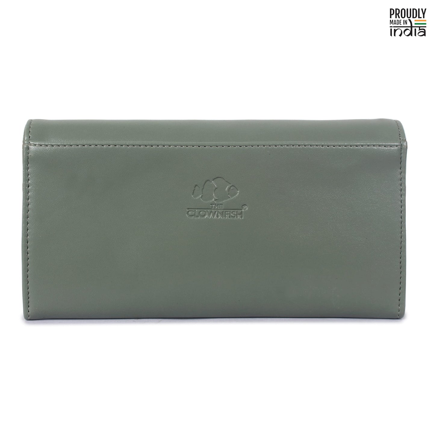 THE CLOWNFISH Gracy Collection Womens Wallet Clutch Ladies Purse with multiple card slots (Olive Green)