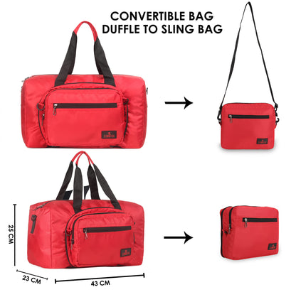 The Clownfish Rebecca Series 25 litres Polyester Convertible Travel Duffle Bag Weekender Bag Crossbody Sling Bag (Red)