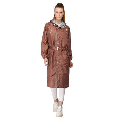 THE CLOWNFISH Raincoats for Women Waterproof Reversible Double Layer. Brilliant Pro Series (Brown, XXXX-Large)