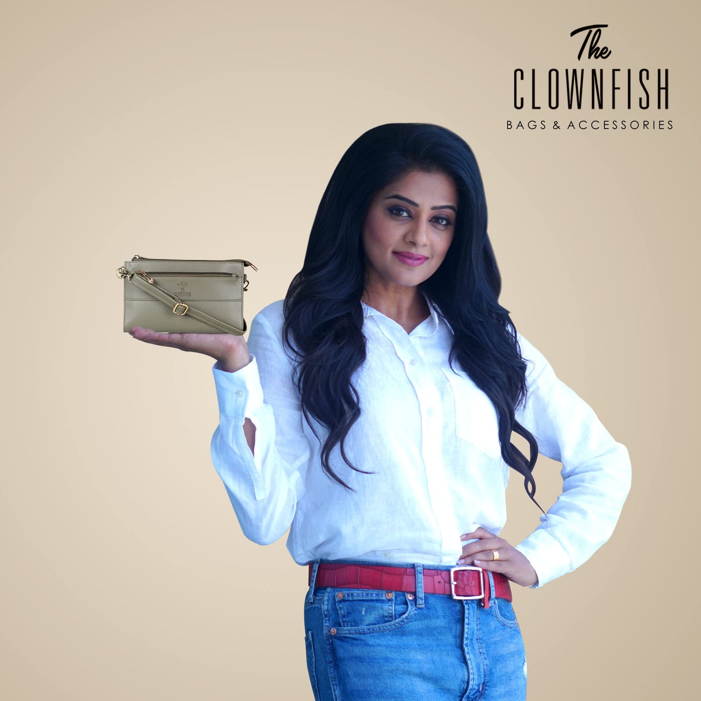 THE CLOWNFISH Priscilla Collection Womens Wallet Clutch Sling Bag Ladies Purse with Multiple Card holders (Olive Green)