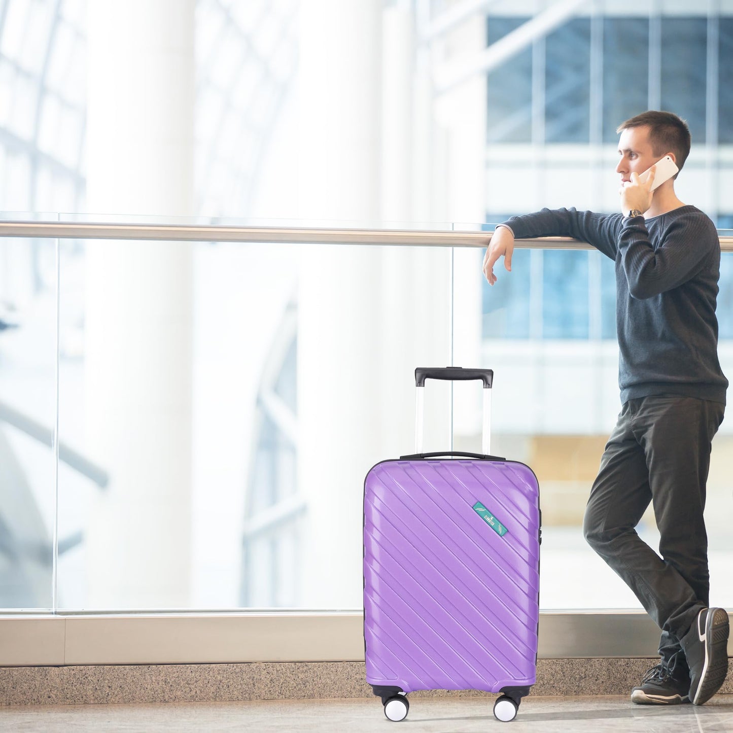 THE CLOWNFISH Wanderwheels Series Luggage ABS Hard Case Suitcase Eight Wheel Trolley Bag- Purple (52 cm- 20.5 inch)