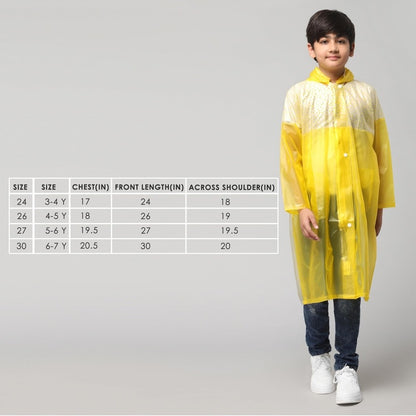 THE CLOWNFISH Drip Dude Longcoat - 100% Waterproof | Adjustable Hood | Age 5-6 Years | Lemon Yellow