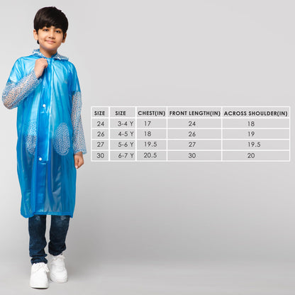 THE CLOWNFISH Storm Shield Series Unisex Kids Waterproof Single Layer PVC Longcoat/Raincoat with Adjustable Hood. Age-11-12 Years (Dark Blue)