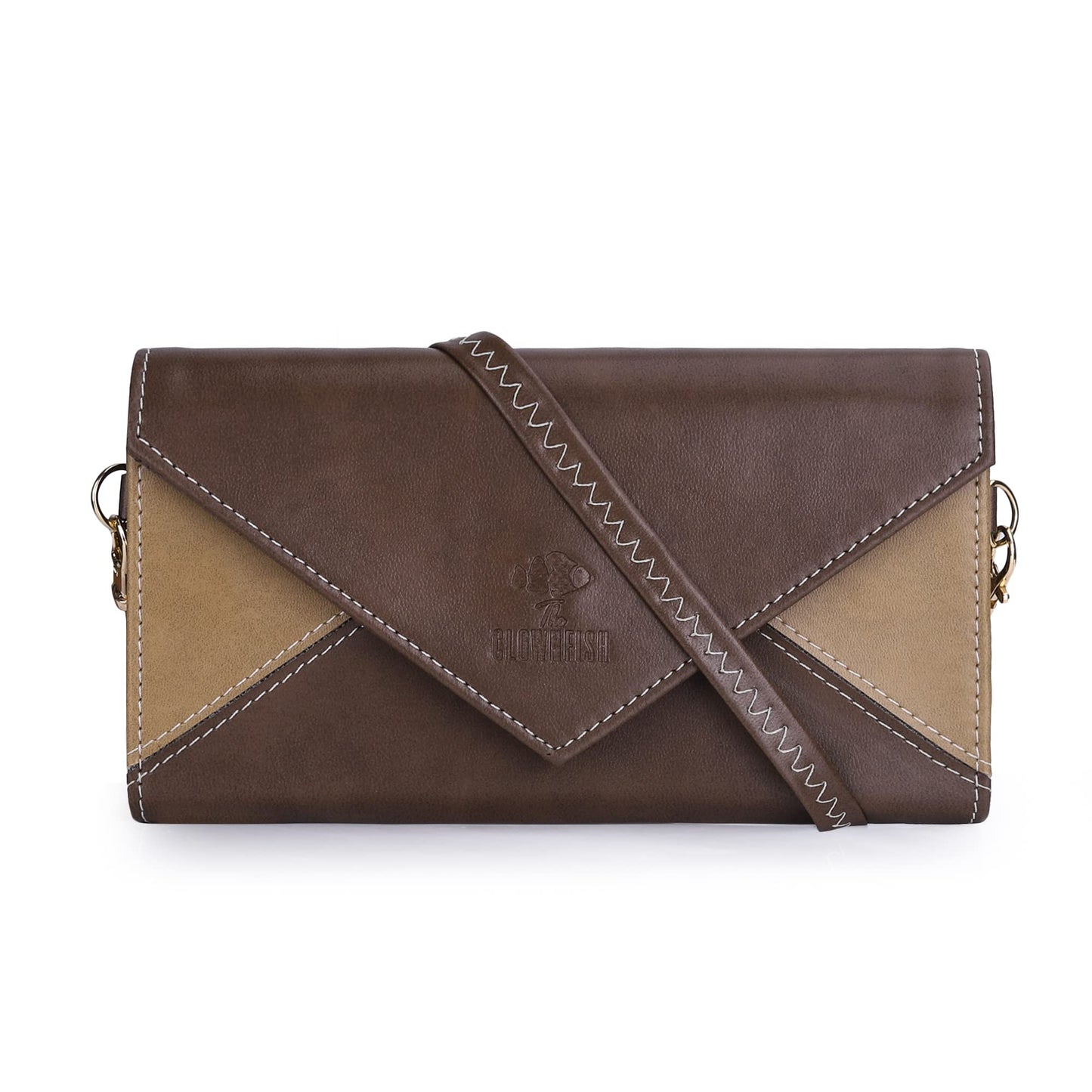 THE CLOWNFISH Asmi Collection Women Wallet Purse Sling Bag With Shoulder Belt (Dark Brown)