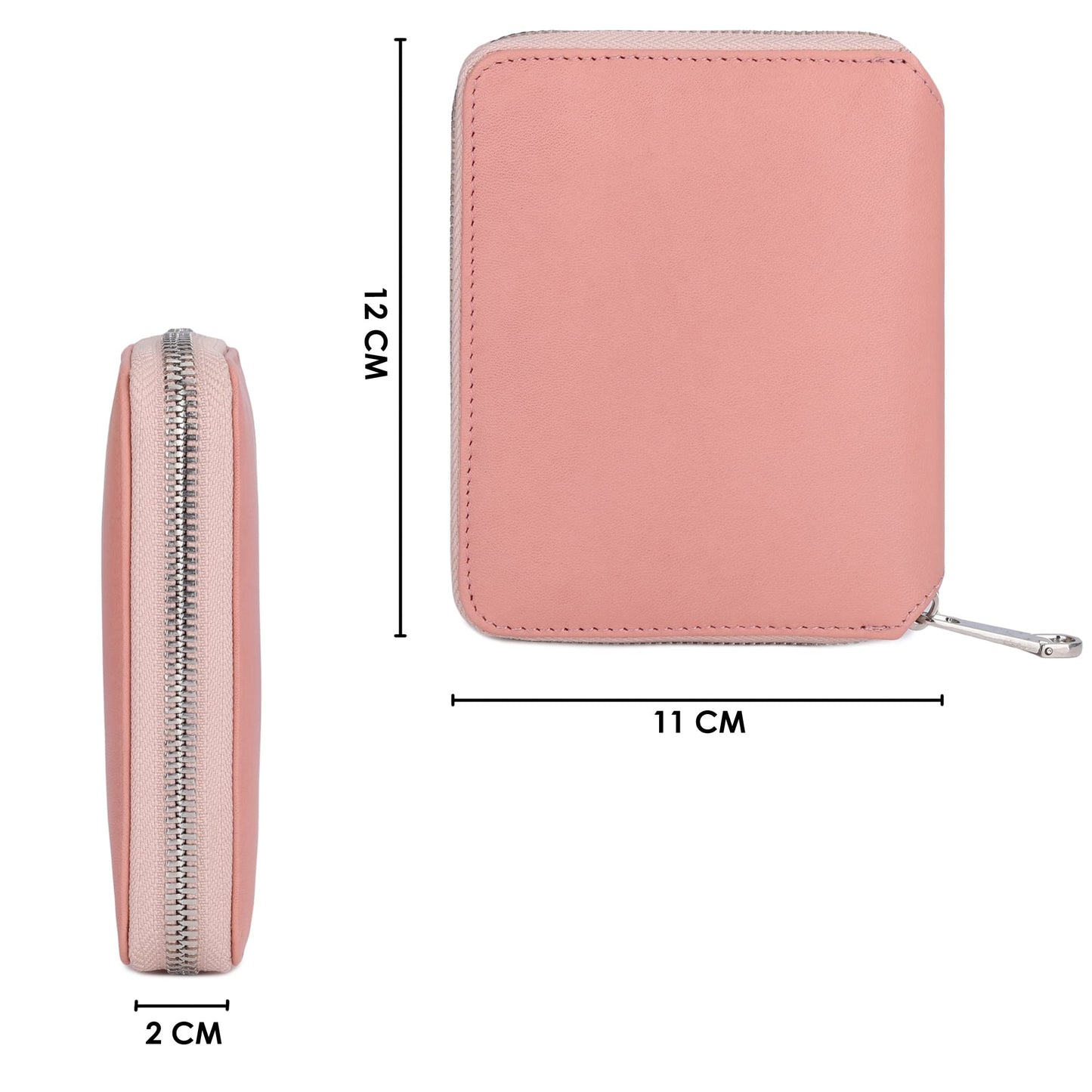 THE CLOWNFISH Zia Genuine Leather Bi-Fold Zip Around Wallet for Women with Multiple Card Slots & Coin Pocket (Pink)