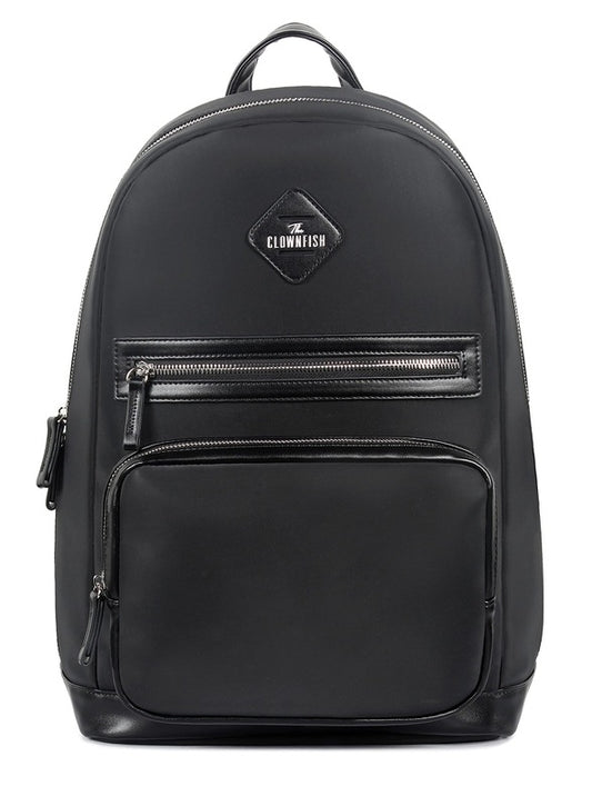 THE CLOWNFISH Onyx Faux Leather 19 Litres Unisex Travel Laptop Backpack for 14 inch Laptops (Black)