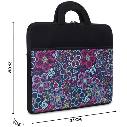 THE CLOWNFISH Floral Polyester Unisex 13 inch Tablet Case Laptop Sleeve Laptop Case Slipcase (Black)