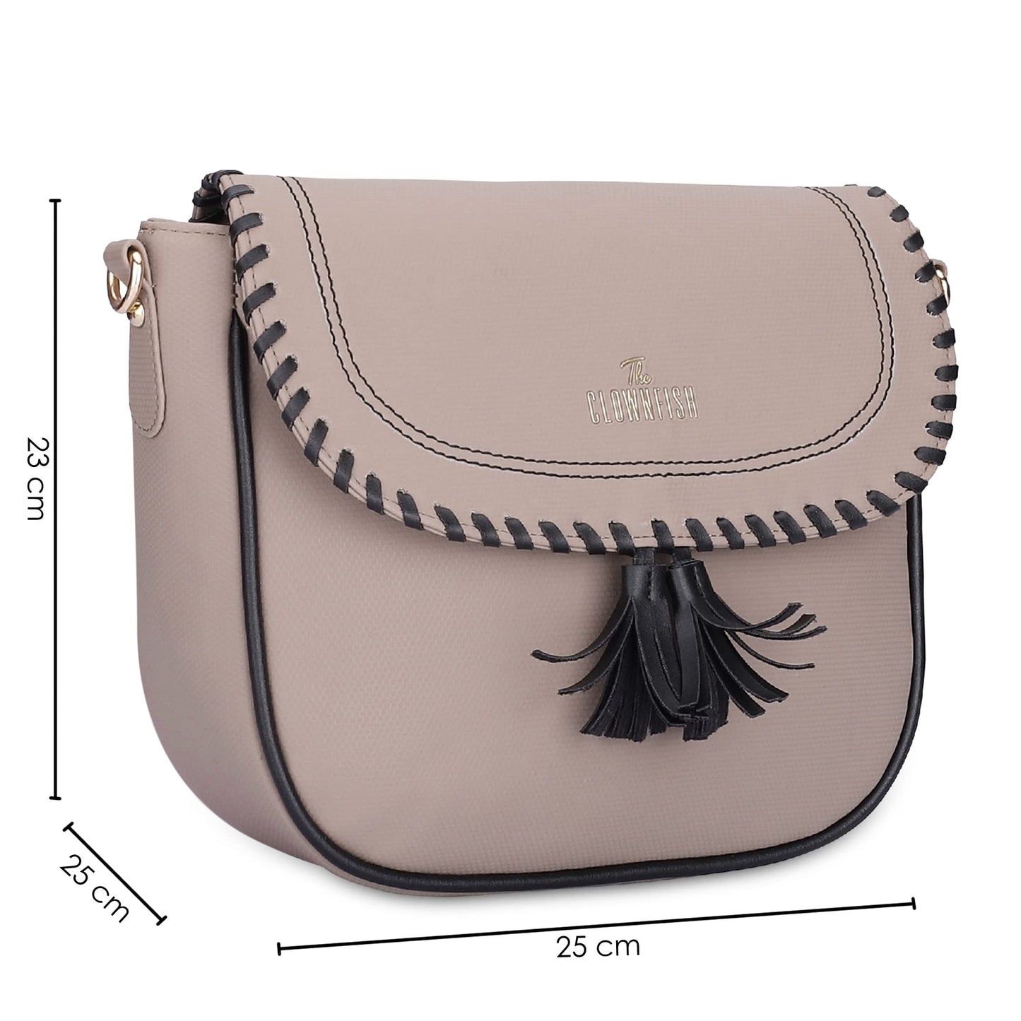 THE CLOWNFISH Rochelle Series Faux Leather Sling Bag for Women Snap Flap Closure Style Casual Single Shoulder Bag For Ladies Crossbody Bag for College Girls (Peach)