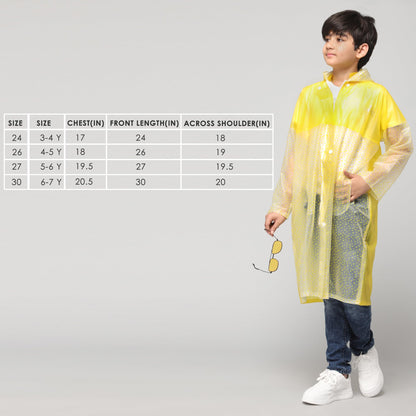 THE CLOWNFISH Misty Magic Series Unisex Kids Waterproof Single Layer PVC Longcoat/Raincoat with Adjustable Hood. Age-5-6 Years (Lemon Yellow)