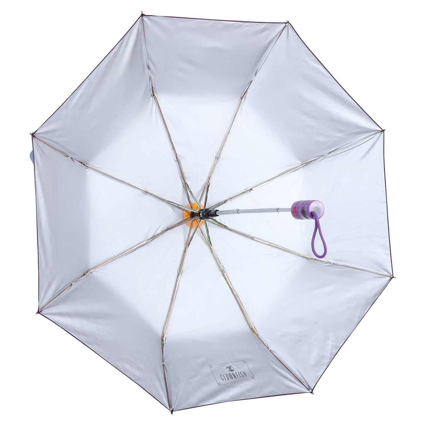 THE CLOWNFISH Umbrella 3 Fold Auto Open Waterproof Pongee Double Coated Silver Lined Umbrellas For Men and Women (Printed Design- Deep Magenta)