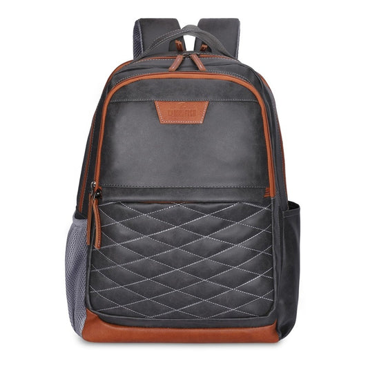 THE CLOWNFISH ExploreX Series 34 liters Faux Leather 15.6 inch Laptop Backpack for Men and Women (Grey)