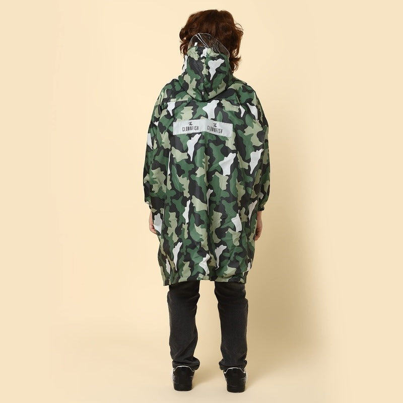 Clownfish Green Camo Raincoat - Comfortable for Outdoor Play