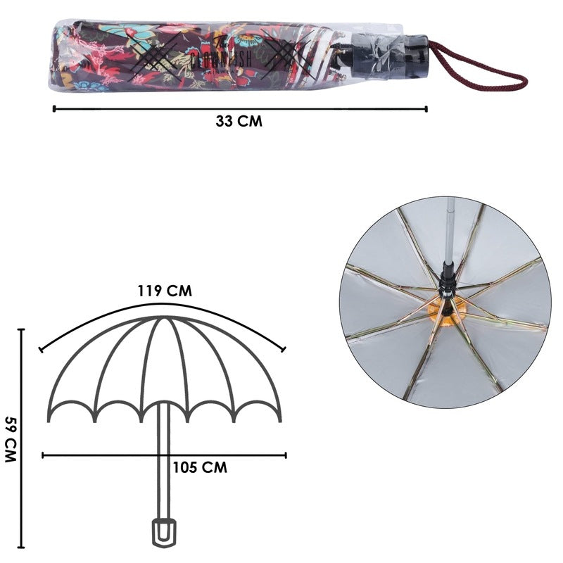 THE CLOWNFISH Umbrella Splash Series 3 Fold Auto Open Waterproof Water Repellent 190 T Immitation Nylon Double Coated Silver Lined Umbrellas For Men and Women (Multicolour)