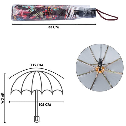 THE CLOWNFISH Umbrella Splash Series 3 Fold Auto Open Waterproof Water Repellent 190 T Immitation Nylon Double Coated Silver Lined Umbrellas For Men and Women (Multicolour)