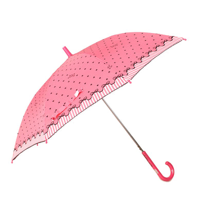 THE CLOWNFISH Umbrella 2 Fold Auto Open Waterproof Pongee Umbrellas For Men and Women (Heart Print- Blush Pink)