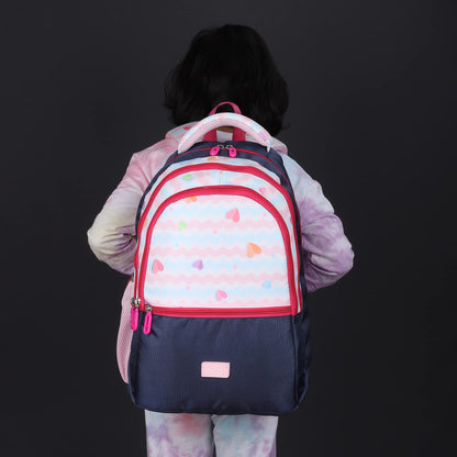 The Clownfish Edutrek Series Printed Polyester 36 L School Backpack with Pencil/Stationery Pouch School Bag Front Zip Pocket Daypack Picnic Bag For School Going Boys & Girls Age-10+ years (Blush Pink)