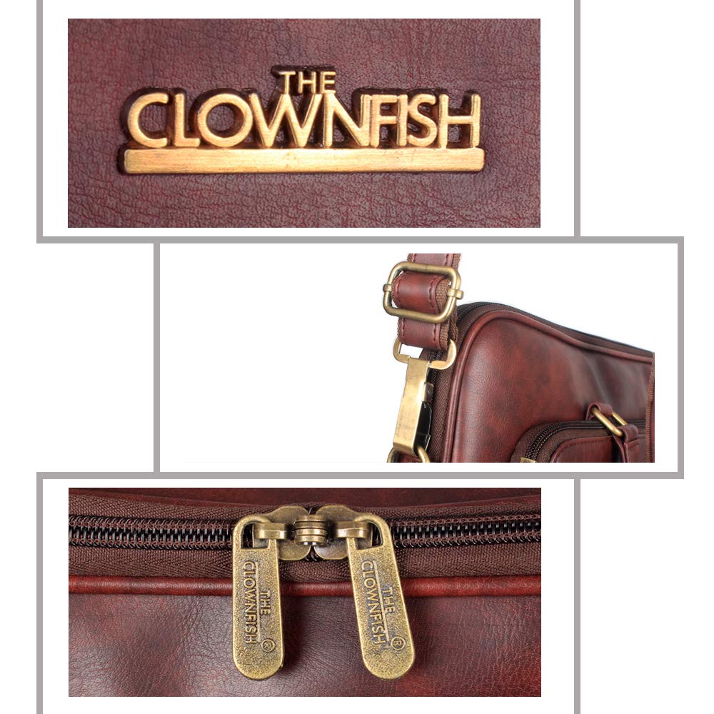 THE CLOWNFISH Sterling Series 15.6 Inch Faux Leather Laptop Bags, Laptop Bags for for Men, Laptop Bags for for Women, Briefcase, Laptop Bags (Maroon)