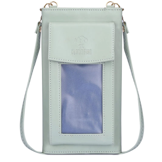 THE CLOWNFISH Winslet Ladies Wallet Womens Sling Bag with Transparent Front Mobile Pocket (Pistachio Green)