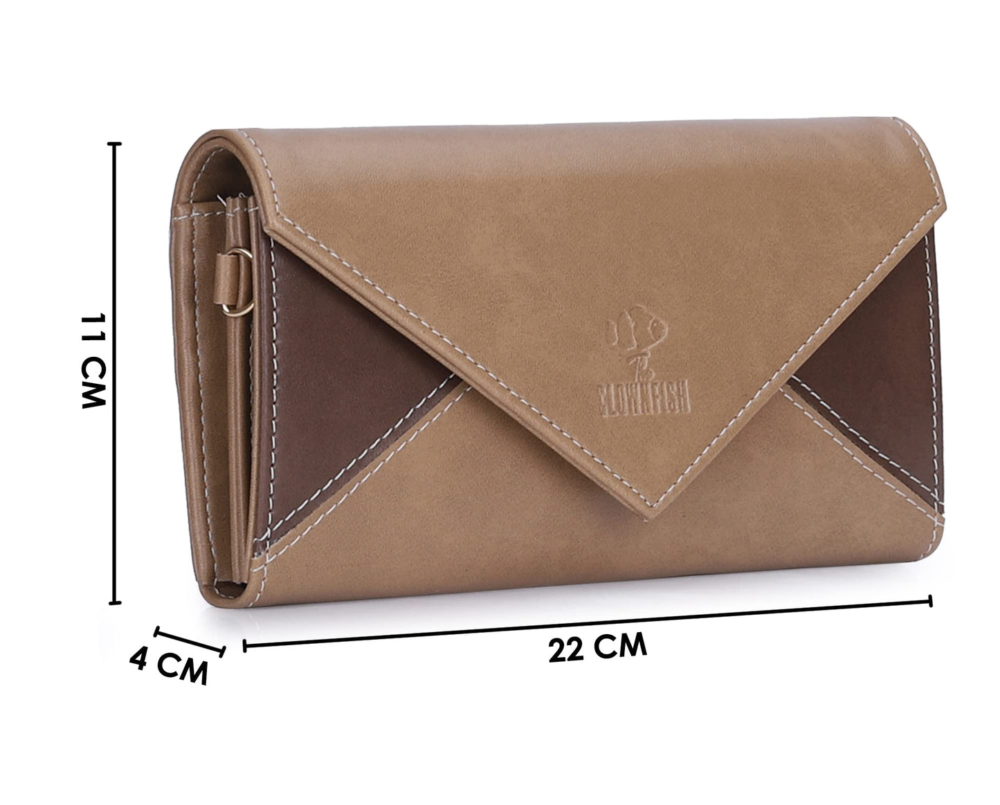 THE CLOWNFISH Asmi Collection Ladies Wallet Purse Sling bag with Shoulder Belt (Light Brown)