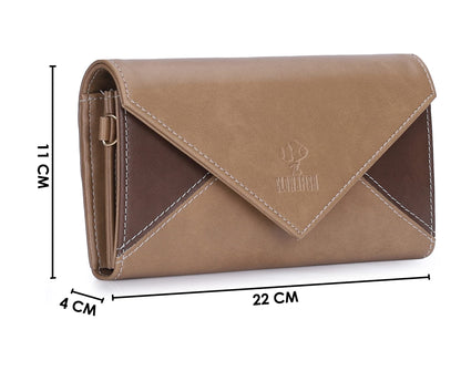 THE CLOWNFISH Asmi Collection Ladies Wallet Purse Sling bag with Shoulder Belt (Light Brown)