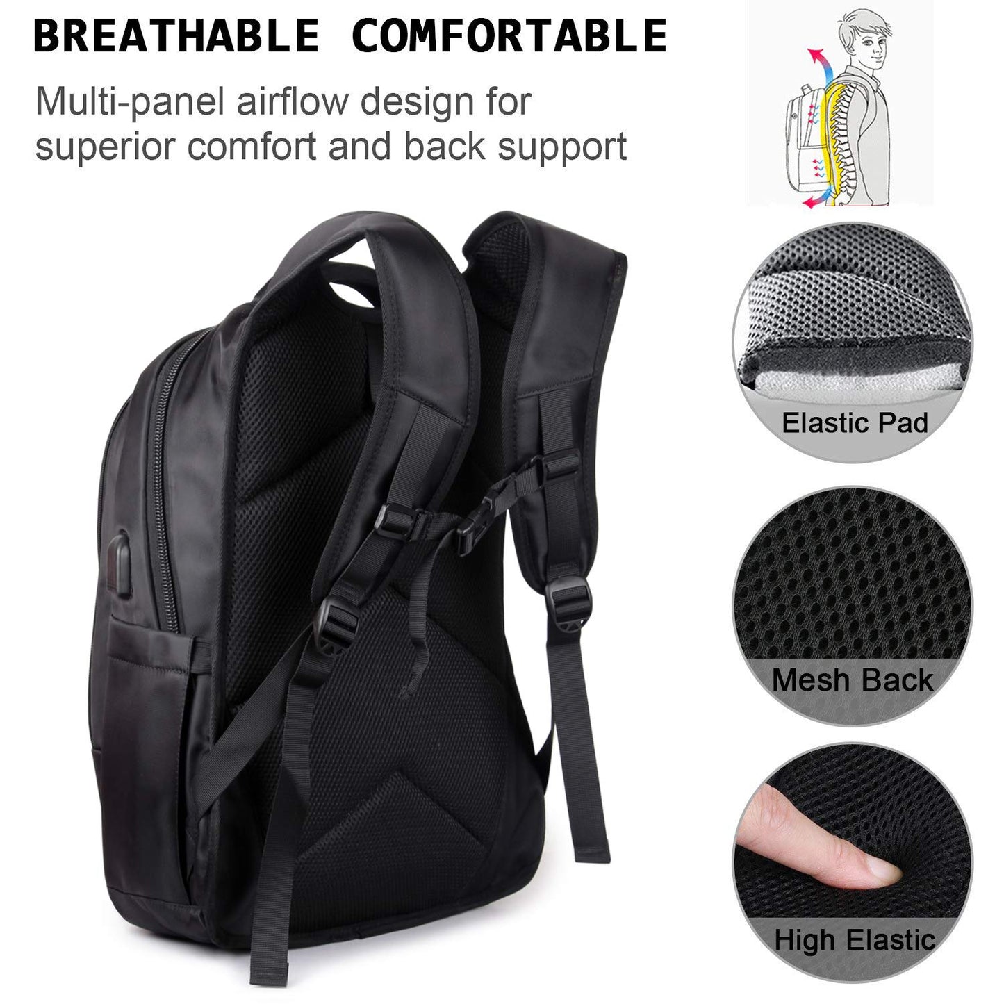 THE CLOWNFISH Impacter Polyester 40 LTR Raven Black Laptop Backpack for 15.6 inch Laptops