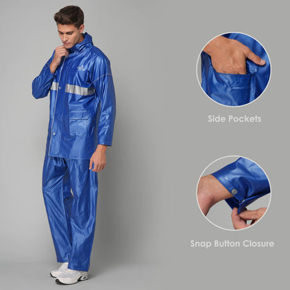 THE CLOWNFISH Rain Coat for Men Waterproof for Bike Raincoat for Men with Hood PVC Material. Set of Top and Bottom. Azure Pro Series (Sky Blue, X-Large)