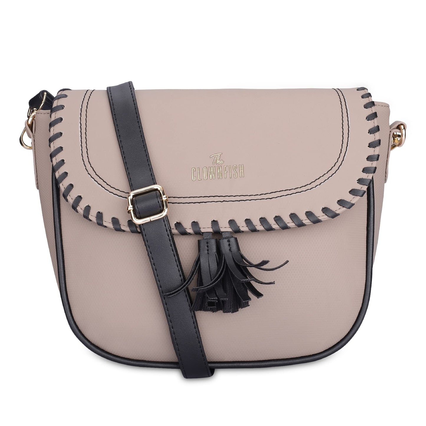 THE CLOWNFISH Rochelle Series Faux Leather Sling Bag for Women Snap Flap Closure Style Casual Single Shoulder Bag For Ladies Crossbody Bag for College Girls (Peach)