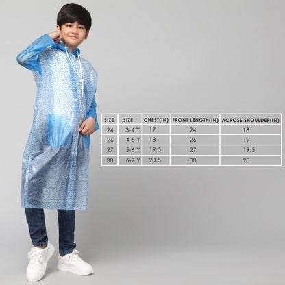 THE CLOWNFISH Drench Dew Series Unisex Kids Waterproof Single Layer PVC Longcoat/Raincoat with Adjustable Hood. Age-4-5 Years (Sky blue)