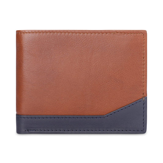 THE CLOWNFISH RFID Protected Genuine Leather Bi-Fold Wallet for Men with Multiple Card Slots & Coin Pocket (Tan)