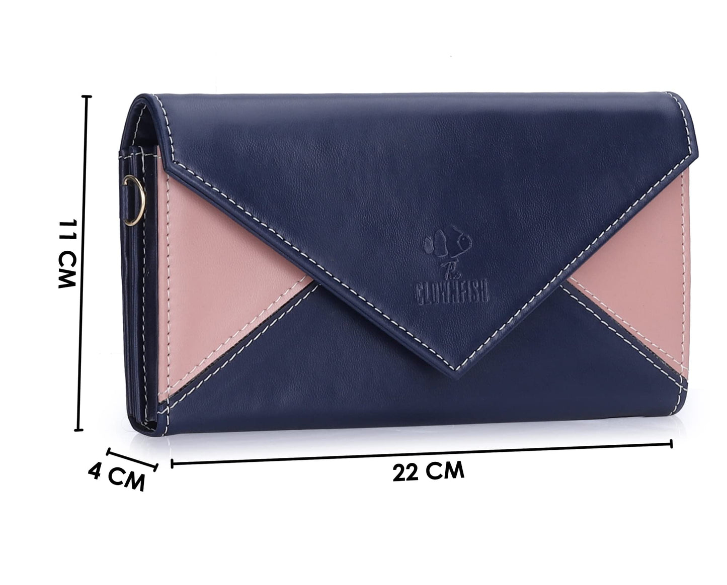 THE CLOWNFISH Asmi Collection Ladies Wallet Purse Sling bag with Shoulder Belt (Navy Blue)