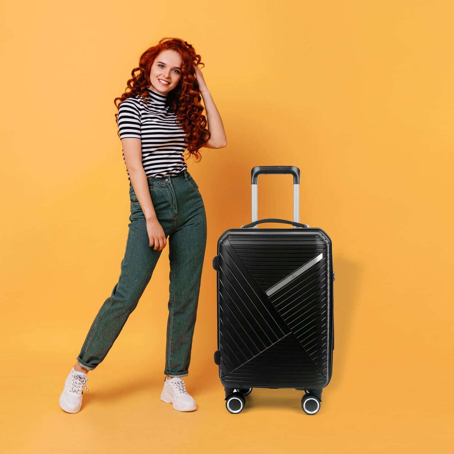 THE CLOWNFISH Denzel Series Luggage Polypropylene Hard Case Suitcase Eight Wheel Trolley Bag with TSA Lock-Teal (Medium size, 66 cm-26 inch)