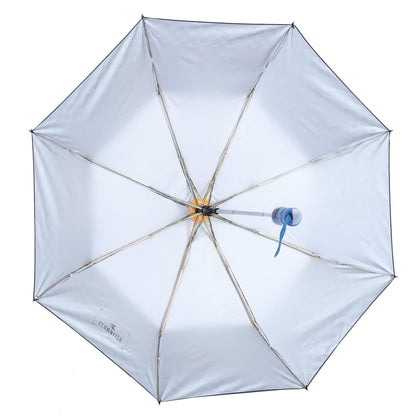 THE CLOWNFISH Umbrella 3 Fold Auto Open Waterproof Pongee Double Coated Silver Lined Umbrellas For Men and Women (Printed Design- Steel Blue)