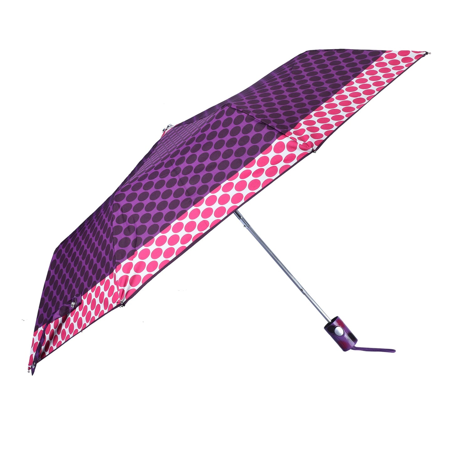 THE CLOWNFISH Umbrella 3 Fold Auto Open Waterproof Pongee Double Coated Silver Lined Umbrellas For Men and Women (Printed Design- Dark Pink)