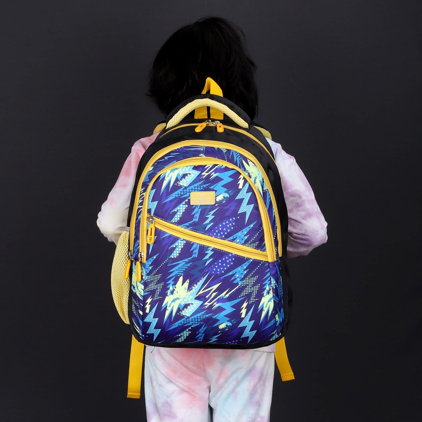 THE CLOWNFISH Brainbox Series Printed Polyester 30 L School Backpack With Pencil/Front Cross Zip Pocket Daypack Picnic Bag For School Going Boys & Girls Age 8-10 Years (Light Blue)