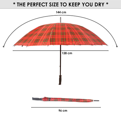 THE CLOWNFISH Umbrella Single Fold Manual Open Waterproof Polyester Umbrellas For Men and Women (Checks Design- Orange)