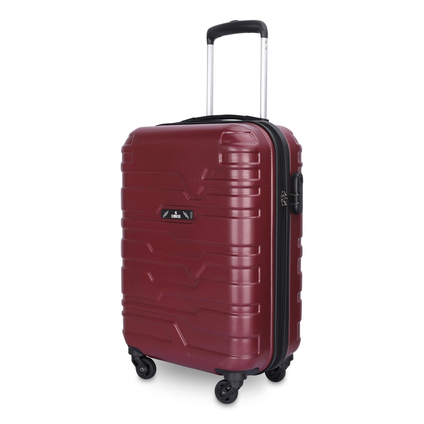 THE CLOWNFISH ABS Arsenio Series Luggage Abs Hard Case Suitcase Four Wheel 4 Spinner Wheels Trolley Bag - Maroon (55 Cm, 22 Inch), Small