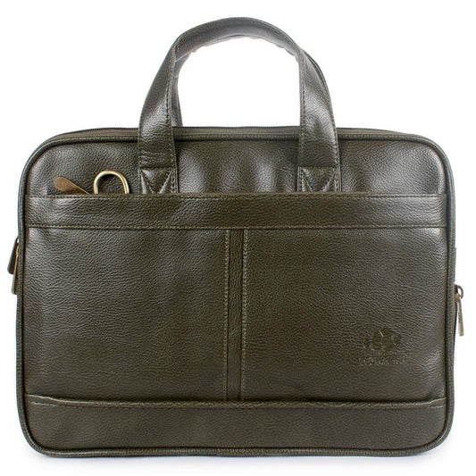 THE CLOWNFISH Faux Leather Slim Expandable 12 inch Laptop Tablet Messenger Bag Briefcase (Green)