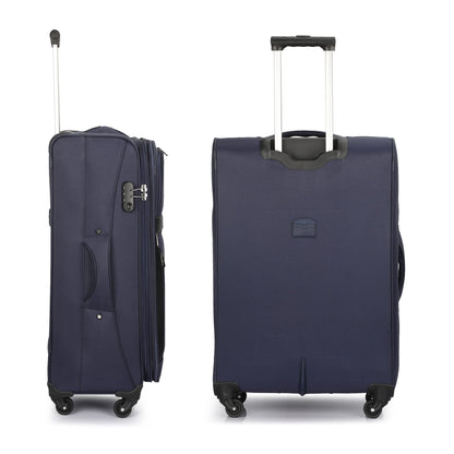 THE CLOWNFISH Faramund Series Luggage Polyester Softsided Suitcase Four Wheel Trolley Bag- Navy Blue (Medium size- 68 cm)