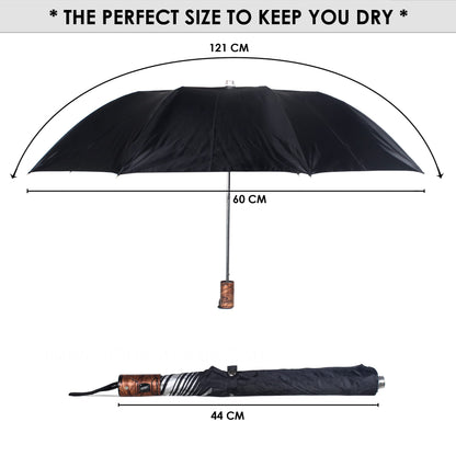 THE CLOWNFISH Umbrella 2 Fold Auto Open Waterproof 190T Polyester Double Coated Silver Foil Umbrellas For Men and Women (Black)