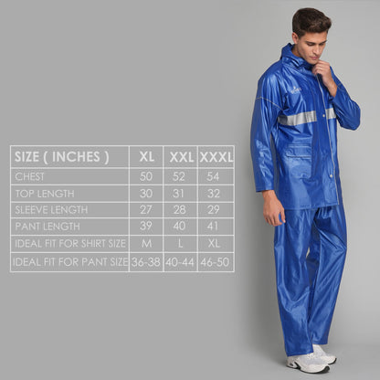 THE CLOWNFISH Rain Coat for Men Waterproof for Bike Raincoat for Men with Hood PVC Material. Set of Top and Bottom. Azure Pro Series (Sky Blue, X-Large)