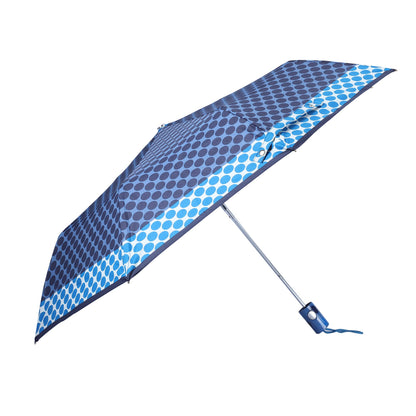 THE CLOWNFISH Umbrella 3 Fold Auto Open Waterproof Pongee Double Coated Silver Lined Umbrellas For Men and Women (Printed Design- Steel Blue)