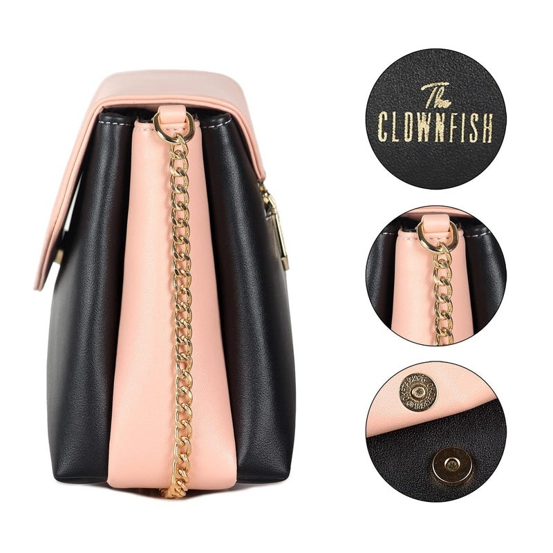 THE CLOWNFISH Annabelle Handbag for Women Office Bag Ladies Shoulder Bag Tote For Women College Girls (Pink)