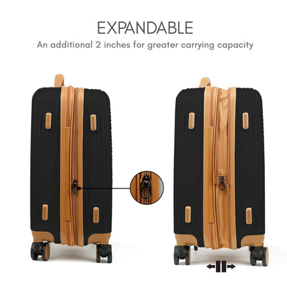 THE CLOWNFISH Kenzo Series Expandable Luggage ABS & Polycarbonate Exterior Hard Case Suitcase Eight Wheel Trolley Bag with TSA Lock- Champagne (Medium size, 63 cm-25 inch)